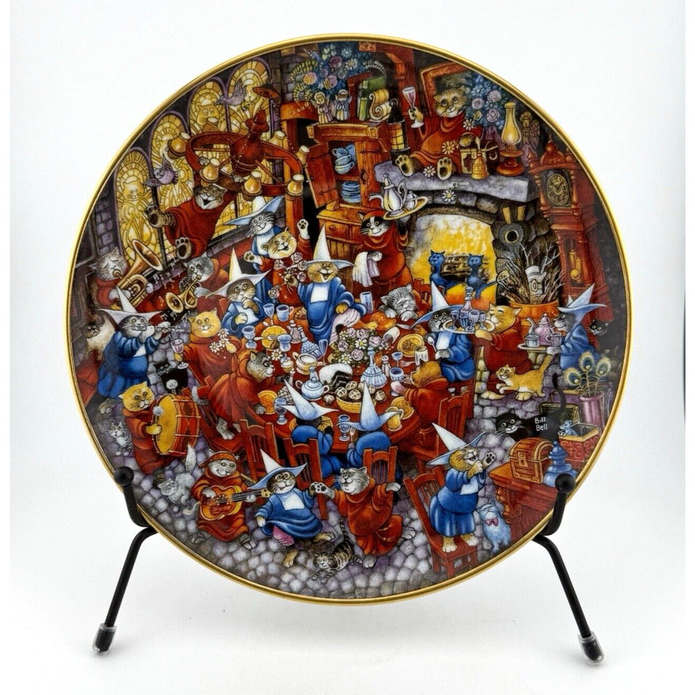 Franklin Mint Bill Bell "Food Fight" #HA1126 Collectible Cat Plate